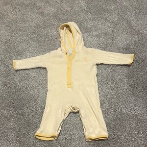 Ralph Lauren Striped yellow and‎ white hooded button one piece 6 months